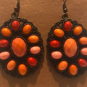 Beautiful Antiqued Earrings in shades of coral